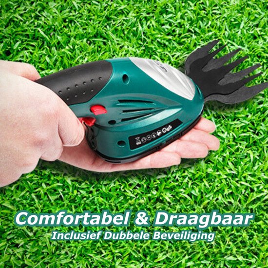 ONEVAN Heggenschaar accu 2-in-1 snoeischaar, heggenschaar, elektrische grasschaar 110 mm en struikschaar 200 mm, gazonkantensnijder accu takkenschaar