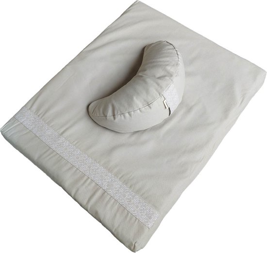 Samarali Zafu Zabuton set met wigkussen - Comfortabele meditatie-ondersteuning, biologisch katoen (GOTS-gecertificeerd) - Stijlvol en duurzaam, grijs kasteel van Samarali — afbeelding 4