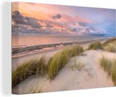Canvas schilderij - Strand - Duin - Zee - Lucht - Planten - Schilderijen op canvas - 90x60 cm - Canvasdoek - Foto op canvas