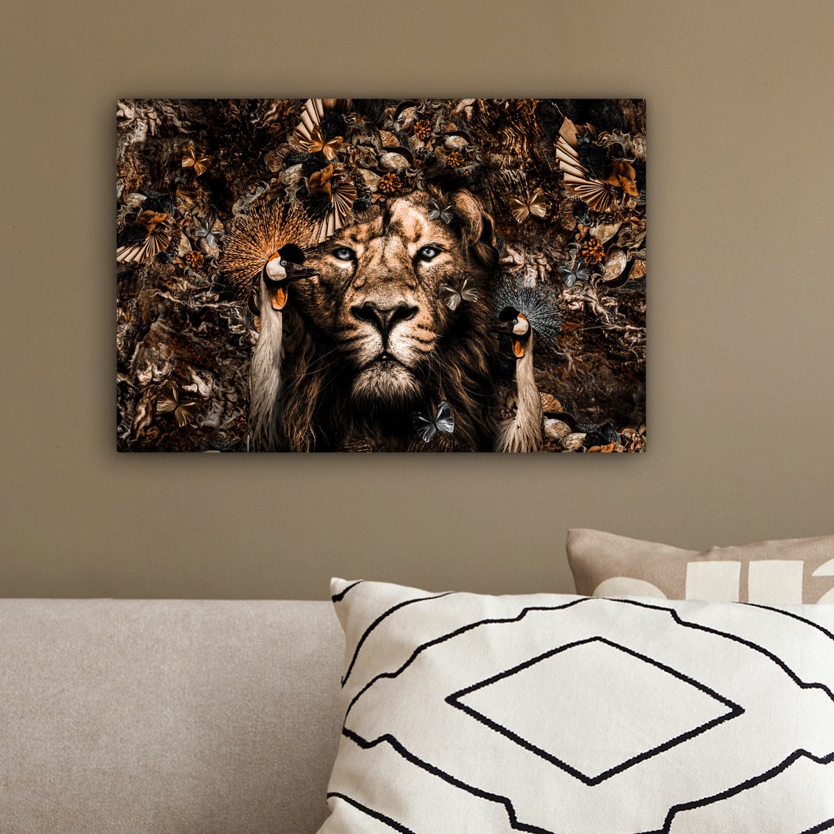 Toile - Tableau - Animaux - Lion - Safari - Afrique - Papillon - Luxe -  Vogel 