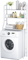 Wasmachineplank, Boven de wasmachine, 3-laags badkamerplank, Ruimtebesparend, Multifunctioneel, Zwaar belastbaar, Hangende plank, Wit