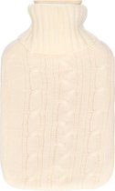 H&S Collection Warmwaterkruik - met zacht gebreide hoes - warm wit - 1,75L - kruik