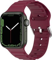 Mobigear Siliconen Watch bandje geschikt voor Apple Watch Bandje Gespsluiting | Mobigear Colors - 41/40/38 mm - Bordeaux Rood