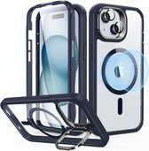 Coque ESR Armor Tough HaloLock adaptée à Apple iPhone 15 | Compatible avec MagSafe | avec béquille de rangement | Protection complète | Protection Extra de la caméra | Bleu transparent