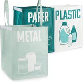 3-delig afvalscheidingssysteem, herbruikbare afvalzakken voor plastic, papier en oud metaal, zak met handvat voor afvalscheiding en recycling