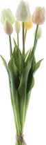 Kunstbloem Tulp - Geel / Groen - Real touch tulpen - 47 cm - Boeket - Kunstbloemen - Kunst bloem - Sally tulp - Yellow / Green - Interieur - Sfeer - Luxe -Voorjaar - Pasen - Paasdecoratie - Bloemen - Moederdag - Oma - Decoratief - Deco - Decoratie