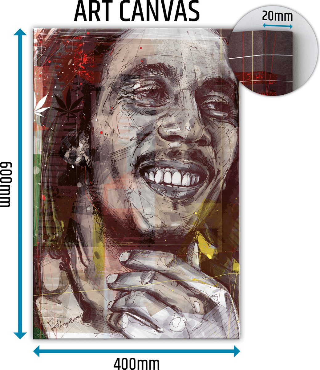 Bob Marley 01 canvas schilderij 40x60 cm
