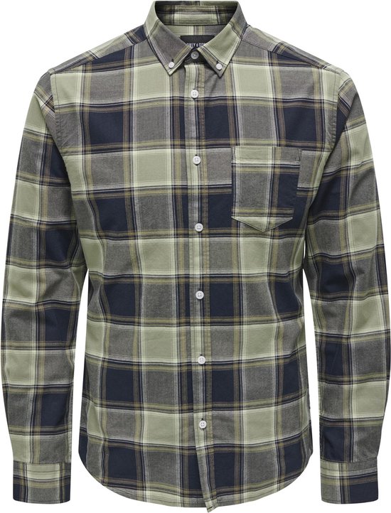 ONLY & SONS ONSALVARO SLIM LS OXFORD CHECK SHIRT5979 Heren Overhemd - Maat S