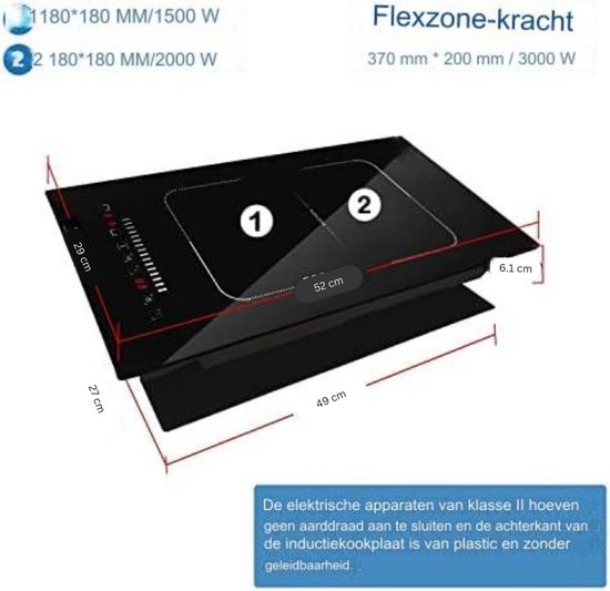 Keramisch kookplaat 2 platen, kookveld inbouw 30cm, kookplaat 2