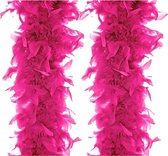 Boland Carnaval verkleed boa met veren - 2x - fuchsia roze - 180 cm - 80 gram - Glitter and Glamour