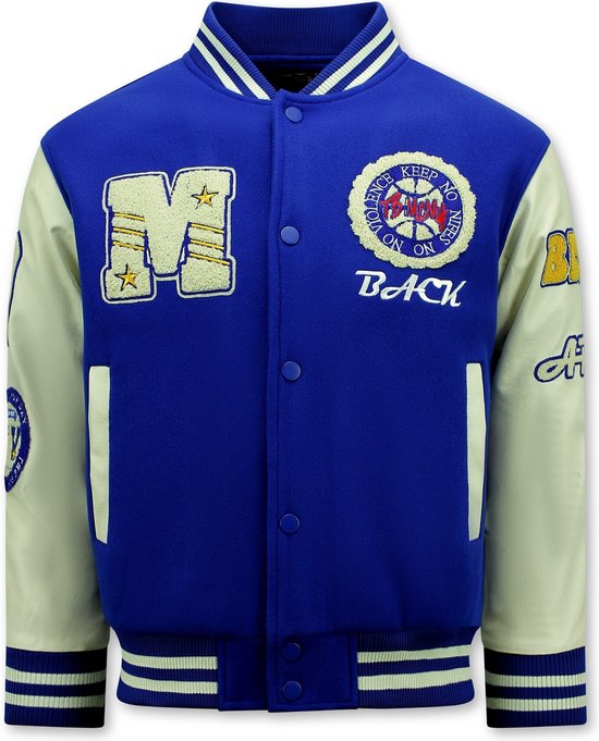Vintage Oversized American Baseball Jacket Heren - 7086 - Blauw