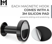 Sterke magnetische haken voor hangende jassen en tassen. Set van 4 zwarte magneethaken Heavy Duty magneten, neodymium 52 zeldzame aarde magneten. Push Pin Style Magneet Haak voor koelkast, kluis enz