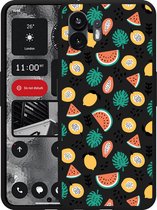 Cazy Hoesje Zwart geschikt voor Nothing Phone (2) Tropical Fruit