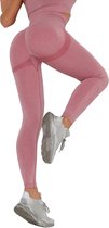 Leggings voor dames, hoge taille, ondoorzichtig, elastische sportbroek met buikcontrole, sportlegging, lange panty, yogabroek, hardlooppanty, voor hardlopen, fietsen, fitness - kleur rood - maat L