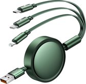USB Kabel Splitter - Uitrekbare Oplaadkabel - Snellader - Met USB C, 8-PIN en Micro-USB Uitgang - Universeel voor GSM, Laptop, Tablet, Smartphone, Telefoon