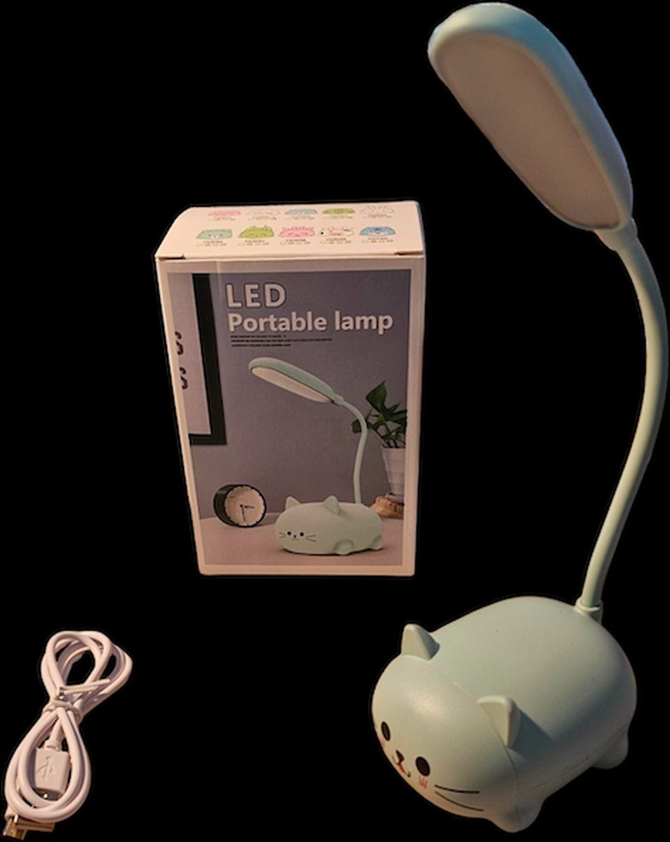OGS - Kinder bureau lamp - Katten lamp blauw - Lamp van kat - Led lamp - Bureau licht - Kinderkamer lamp - Leeslamp - Katten Leeslamp