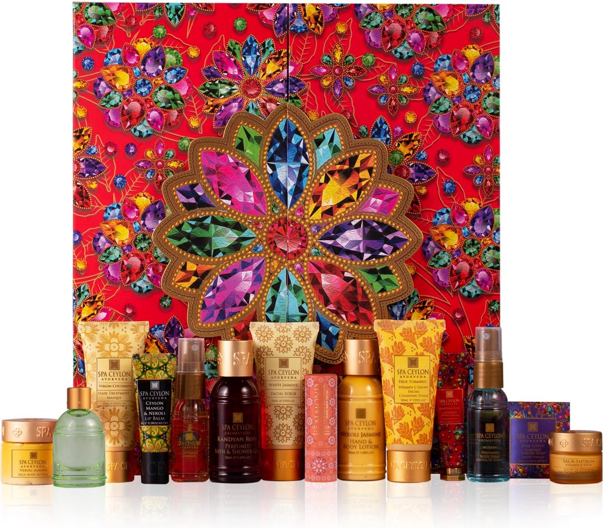 Goedkoopste Spa Ceylon Wellness kalender voor haar Beauty kalender - Cadeautje - 14 producten - Giftset voor vrouw - Ecologisch - Duurzaam