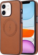sulada soft case tpu / leder en shokproof met magnetische ring de geschikt voor Apple iphone 11 bruin