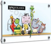 Dierenarts Cartoon op plexiglas - Dieren in de wachtkamer - Unieke cartoon - Roland Hols - Luxe uitstraling - 60 x 80 cm - 5 mm dik - inclusief 4 afstandhouders chroom (zilverkleurig)