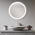 LOMAZOO Badkamerspiegel met LED verlichting - Badkamer Spiegel - Spiegel Badkamer - Spiegel Douche - Verwarming Anti Condens - 60 cm rond [SEATTLE]