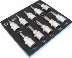 Torxdoppen set - 10 delig - Torxdop met foam inlay - 3/8'' - SATRA