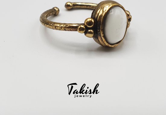 Takish - Ring Ajustable en Pearl Nacre - Bijou Naturel Handgemaakt