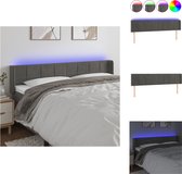 vidaXL Hoofdbord LED-hoofdbord - 203 x 16 x 78/88 cm - Donkergrijs - Bedonderdeel