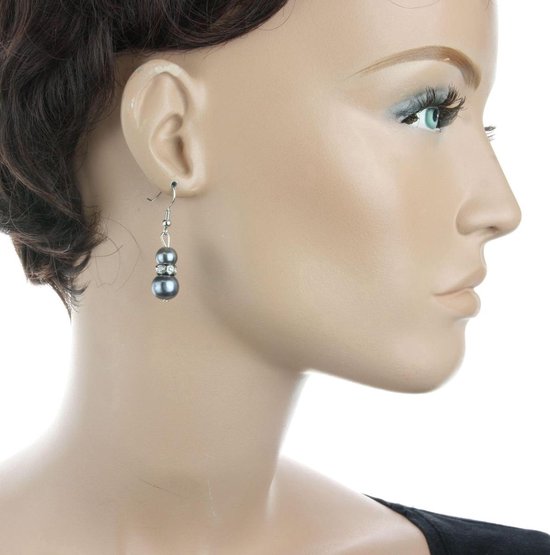 Behave Boucles d'oreilles pendantes avec perles et pierres