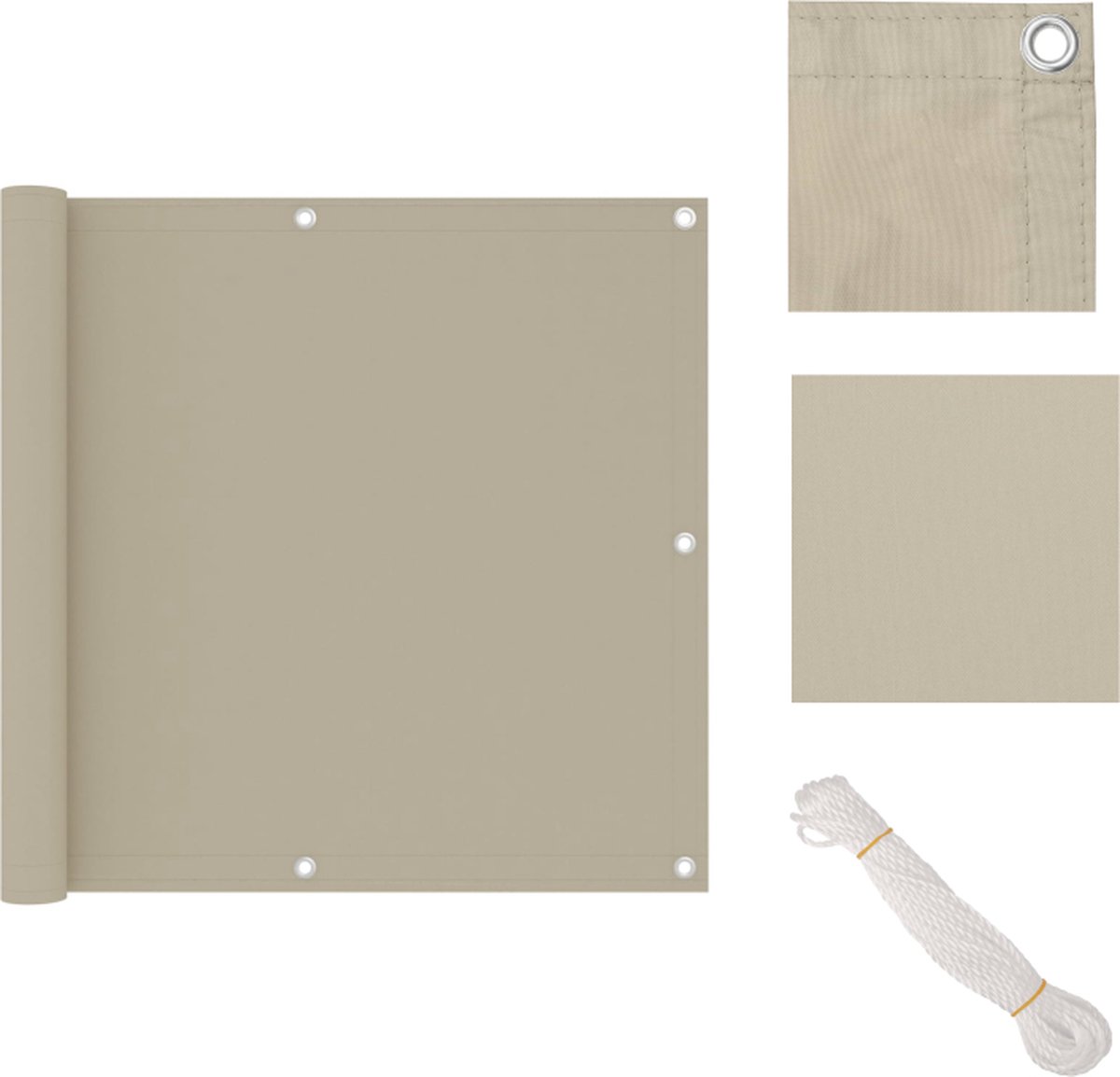 VidaXL Balkonscherm Beige Oxford stof 90 x 300 cm Parasol