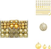vidaXL Kerstballen - Versier je boom met glanzende decoraties - Beschikbaar in 3 maten - Gemaakt van kunststof - Lichtgewicht - Inclusief draad - Kleur- goud - Kerstbalhaakjes
