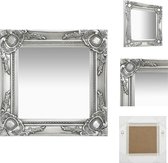 vidaXL Wandspiegel Barok - 40 x 40 cm - Zilver - Hout en glas - Spiegel