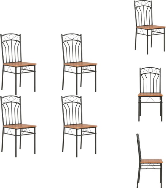 vidaXL Chaise de salle à manger industrielle - 40 x 48 x 86 cm - Marron/ MDF Zwart /Acier - Chaise de salle à manger