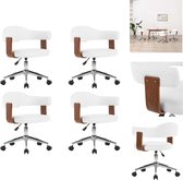 vidaXL Eetkamerstoelen - Set van 4 - Draaibaar - Wit - Kunstleer - 49.5 x 51.5 x (94.5-115.5) cm - Eetkamerstoel