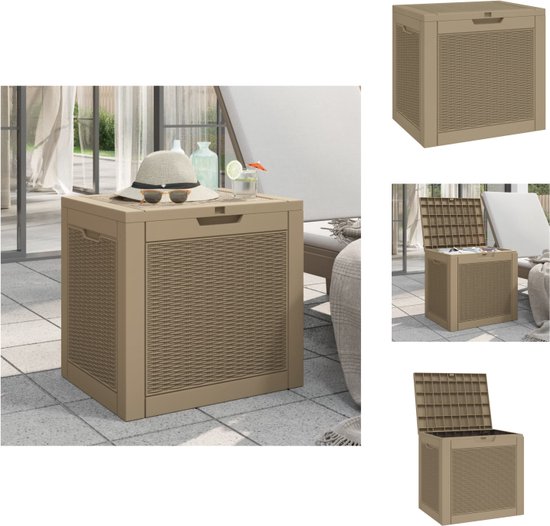Homgoday Opbergdoos voor de tuin, zwart, 55,5 x 43 x 53 cm, polypropyleen, kist voor buiten, tuin
