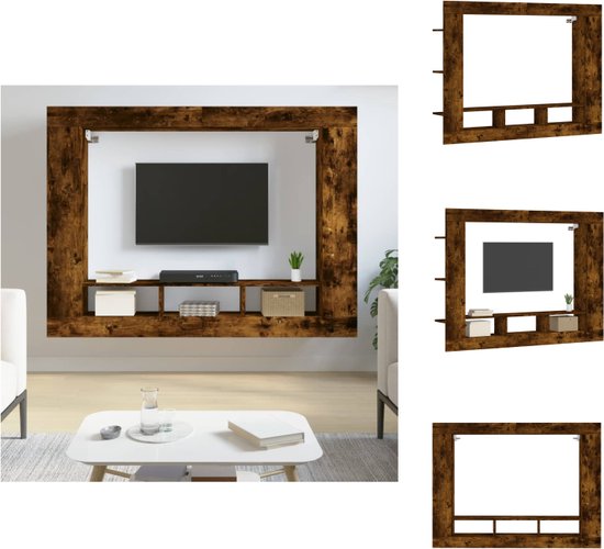 vidaXL TV-meubel Zwevend - Gerookt Eiken - 152 x 22 x 113 cm - Kast