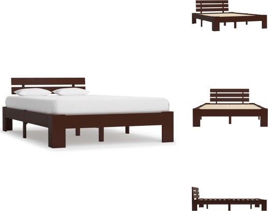 vidaXL Houten Bedframe - Donkerbruin - 213 x 145 x 66 cm - Geschikt voor 140 x 200 cm matras - Bed