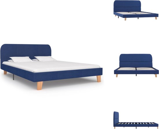 vidaXL Bedframe - Klassiek design - Hout en ijzer - Geschikt voor matras 140 x 200 cm - Blauw - 208 x 145 x 80 cm - Bed