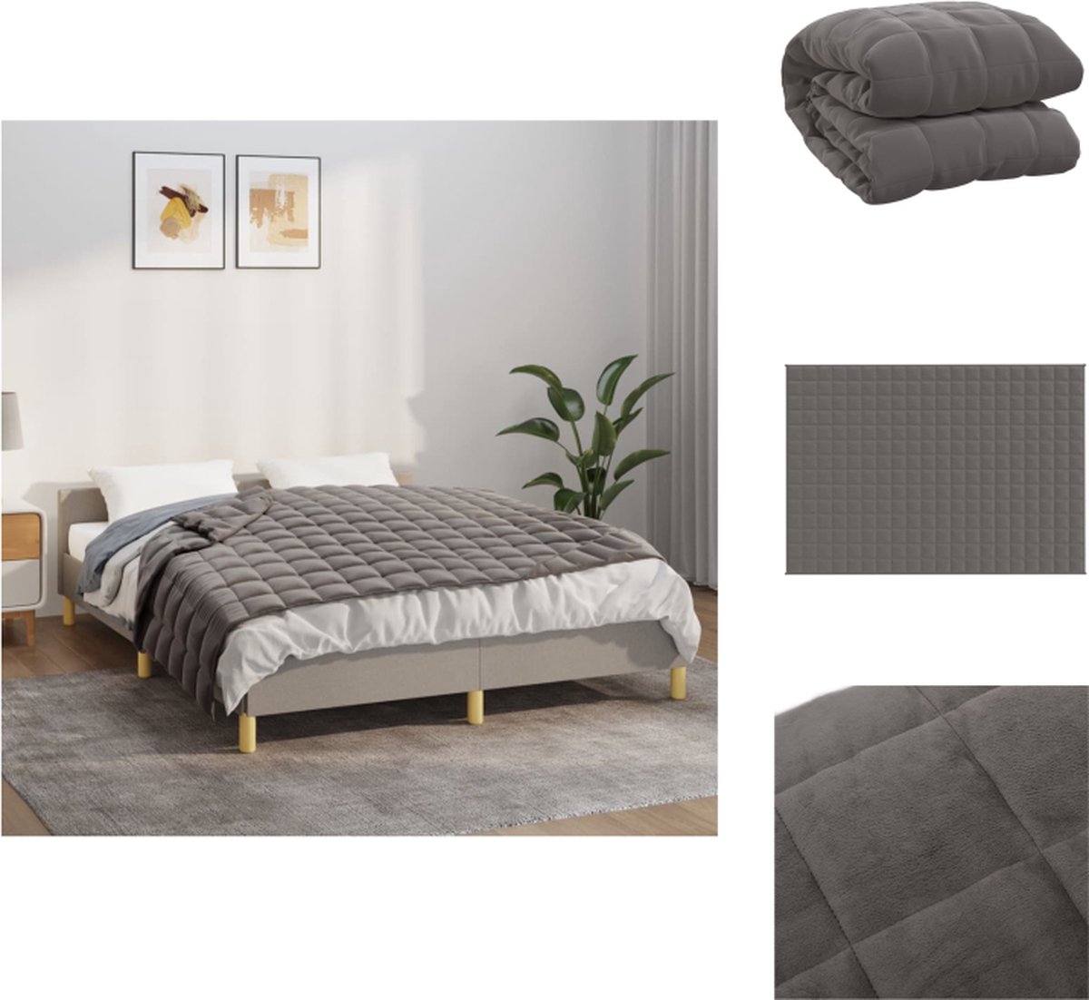 vidaXL - Verzwaringsdeken - 138x200 - cm - 6 - kg - stof - grijs
