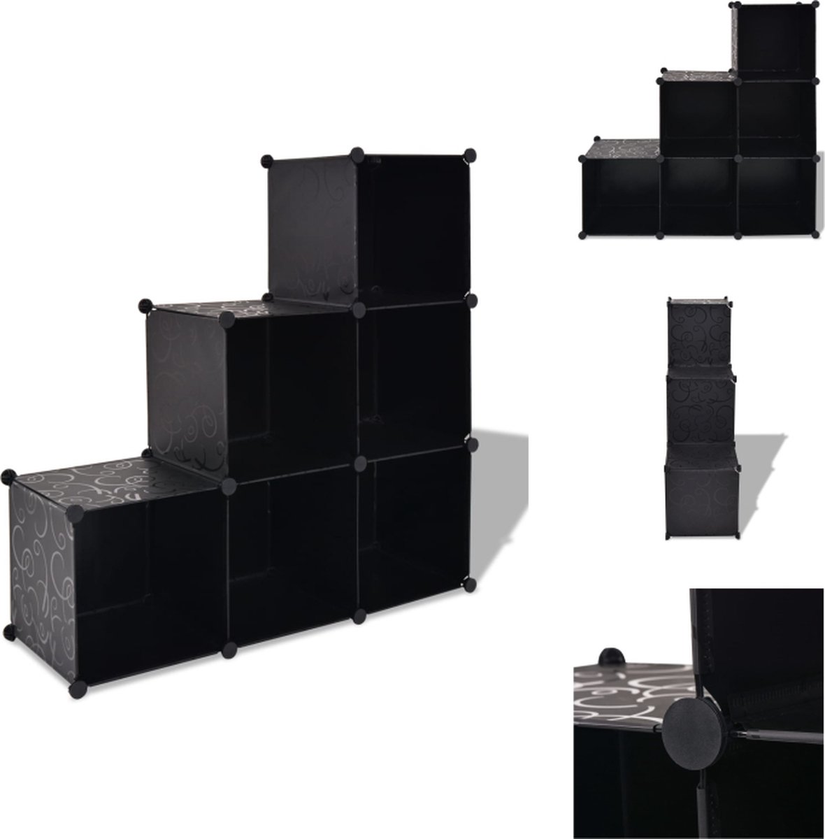 VidaXL Opbergmeubel 110x37x110cm Zwart PP en verchroomd staaldraad Schoenenkast