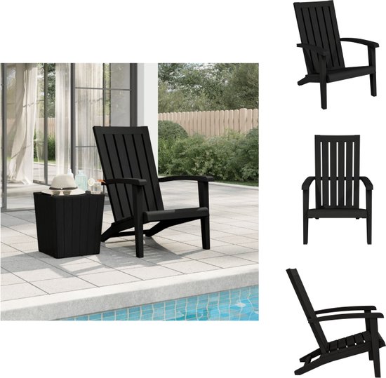Chaise de jardin Adirondack The Living Store - Polypropylène (PP) - Zwart - 63 x 85 x 93 cm