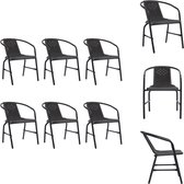 vidaXL Ensemble de chaises de jardin - Look rotin - 62x55x74 cm - Empilable - Zwart - Chaise de jardin