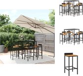 vidaXL Ensemble de bar de jardin - Rotin PE - Table de bar noire avec 6 tabourets de bar - Ensemble de jardin