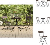 vidaXL Set de bistro Poly Rotin - 3 pièces - Marron - Table - 55x54x71 cm - Chaise - 40x45x79 cm - Ensemble de jardin