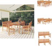 vidaXL Coin repas Bois de teck dur - Table 200x100x77 cm - Banc 180x60x90 cm - Chaise 50x53x90 cm - Ensemble de jardin