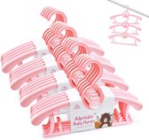 Pack of 20 Children's Clothes Hangers, Space-Saving with Stackable Bear Hooks, Non-Slip Hangers for Babies and Toddlers, Pink