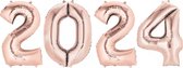 Ballon Cijfer 2024 Oud En Nieuw Versiering Nieuw Jaar Feest Artikelen Rose Gouden Happy New Year Ballonnen Rose Goud – 70 cm