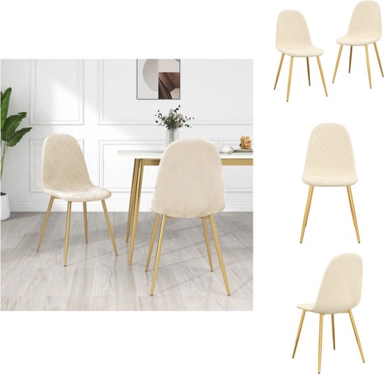 vidaXL Chaises de salle à manger - Velours blanc crème - 45 x 53,5 x 87 cm - Assise et dossier confortables - Chaise de salle à manger