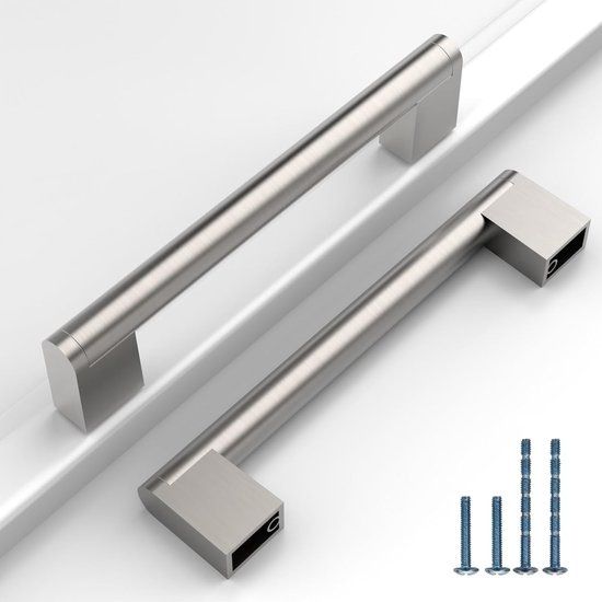 10 stuks kastgrepen, geborsteld nikkel, gatafstand 96 mm, handgrepen