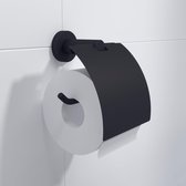 Ozean Eternal toiletrolhouder - Met klep - Rond - Mat zwart