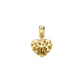Lucardi Dames Zilveren goldplated bedel levensboom in de vorm van een hart - Hanger - 925 Zilver - Goudkleurig